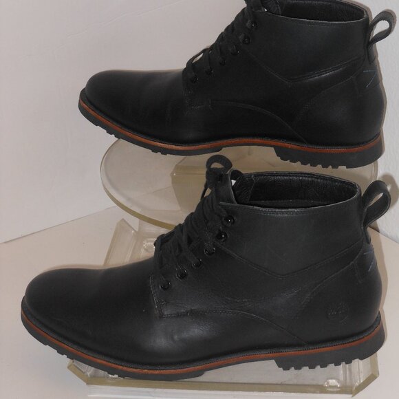 TIMBERLAND BLACK LEATHER ANKLE BOOTS SIZE 10 MEDIUM - Picture 4 of 9